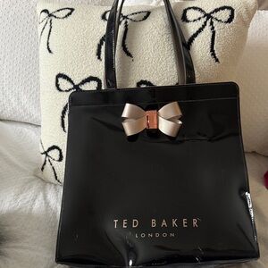 Ted Baker Glossy Black Tote with Gold Bow